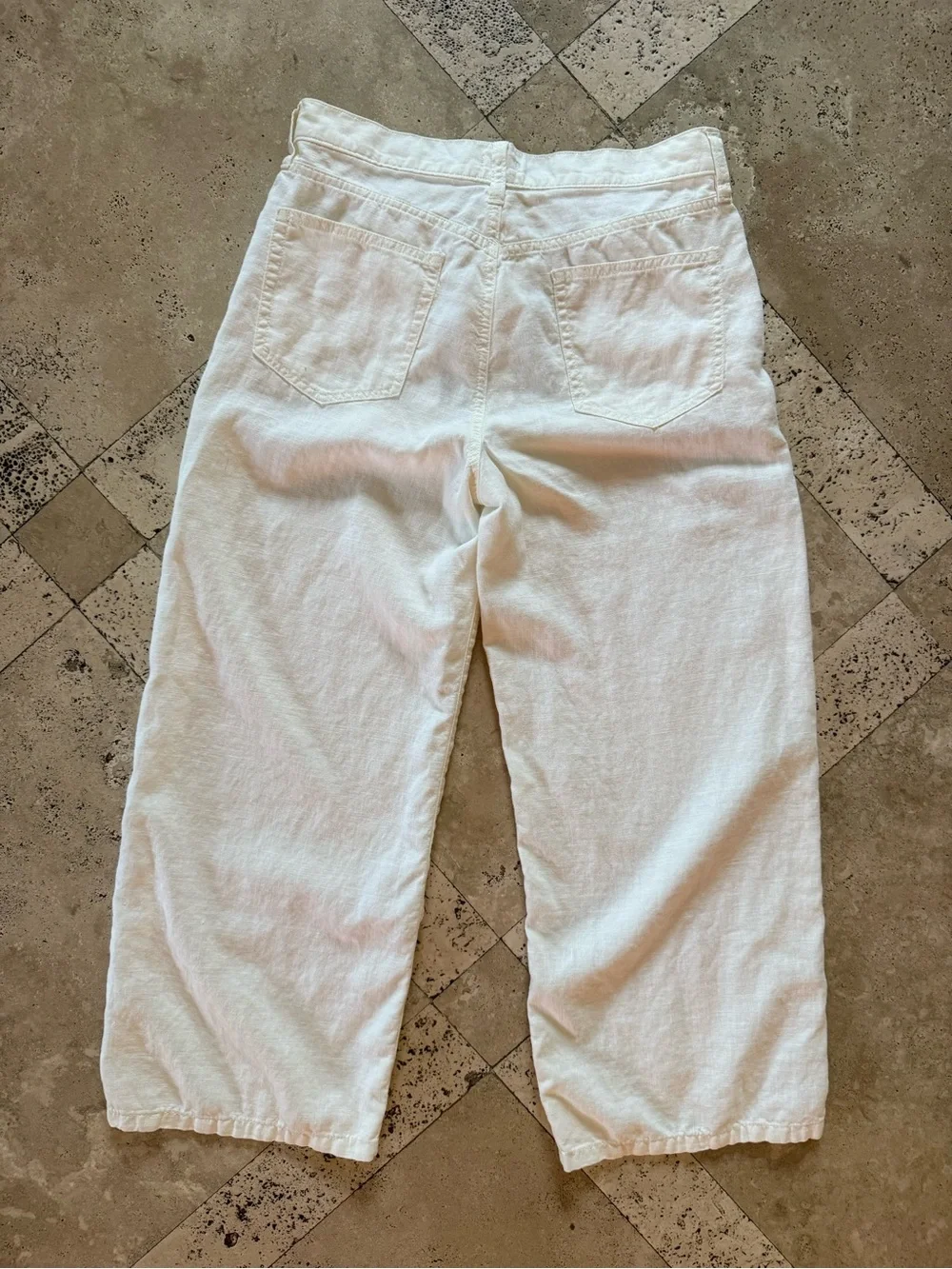 Petite five-pocket pant in stretch linen blend